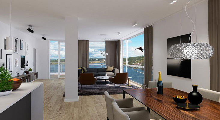 PÅ TOPPEN AV TØNSBERG: rosjektet inneholder ca 23 leiligheter som er lokaliser i plan 1-13. FOTO: Wilhelmsen & Partnere AS